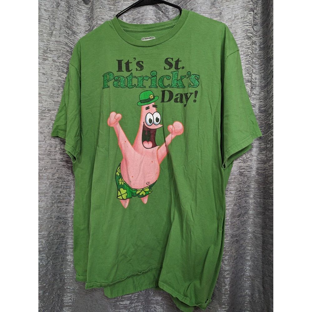 Nickelodeon~ Men's Licensed Holiday Tee size XL‎ (46-48)~ Green Patrick